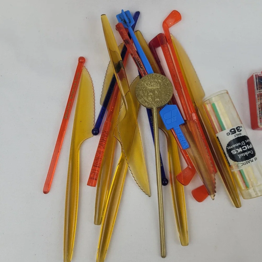 Vintage Barware Lot Swizzle Sticks Cocktail Picks Reese Spears Sip-Stirs Iberia